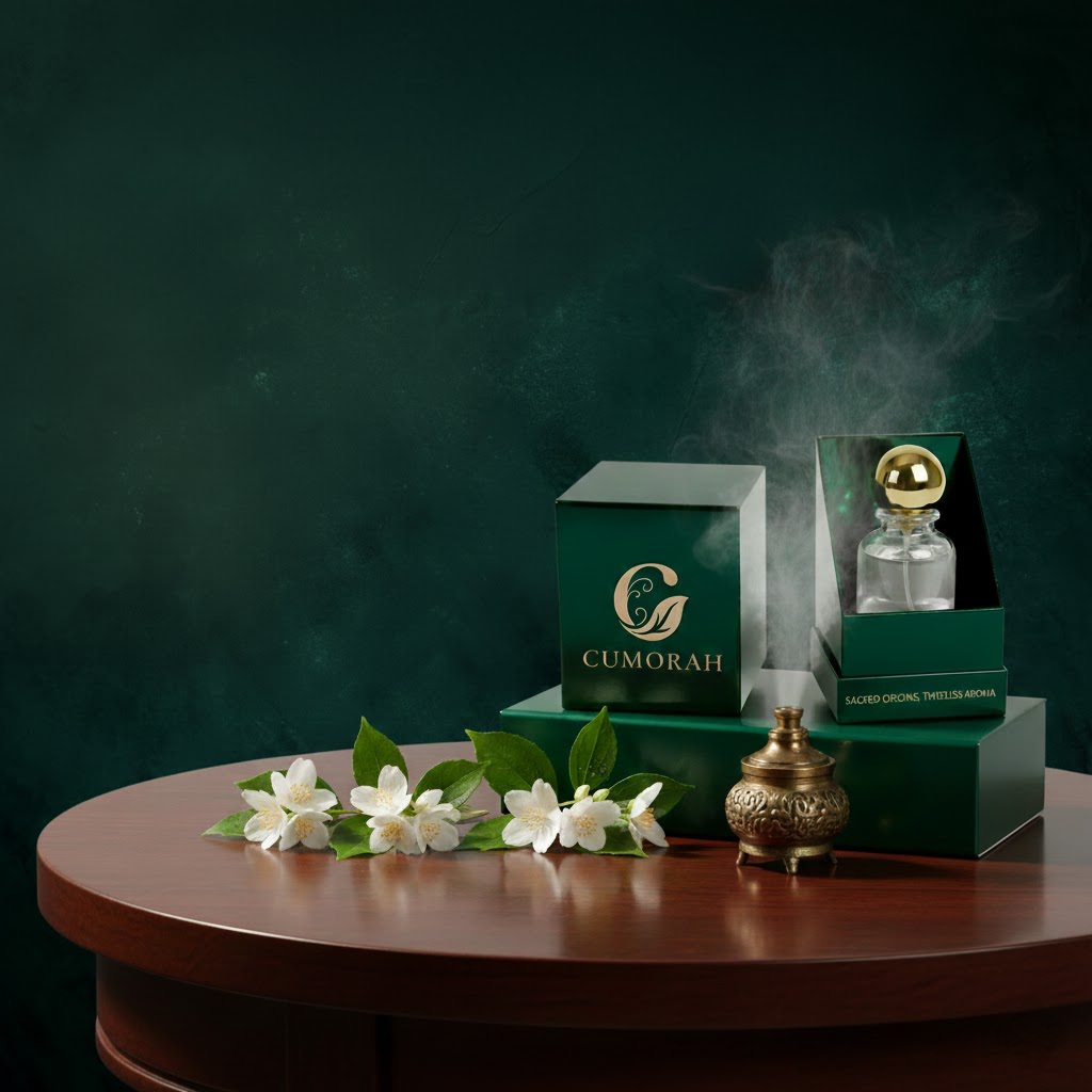 Fragrance bottle on natural background